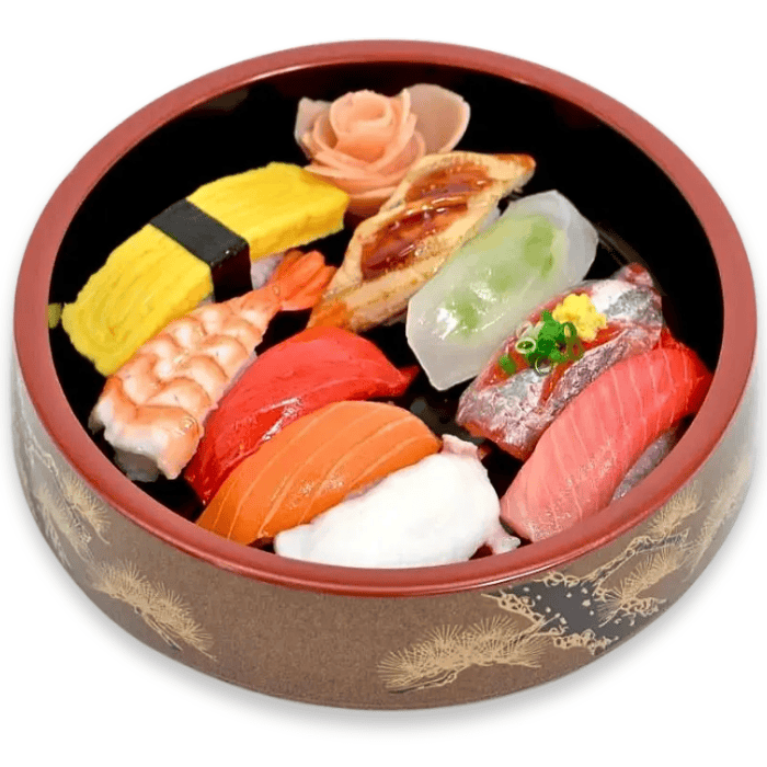 お寿司の食品サンプル（寿司桶入りセット）