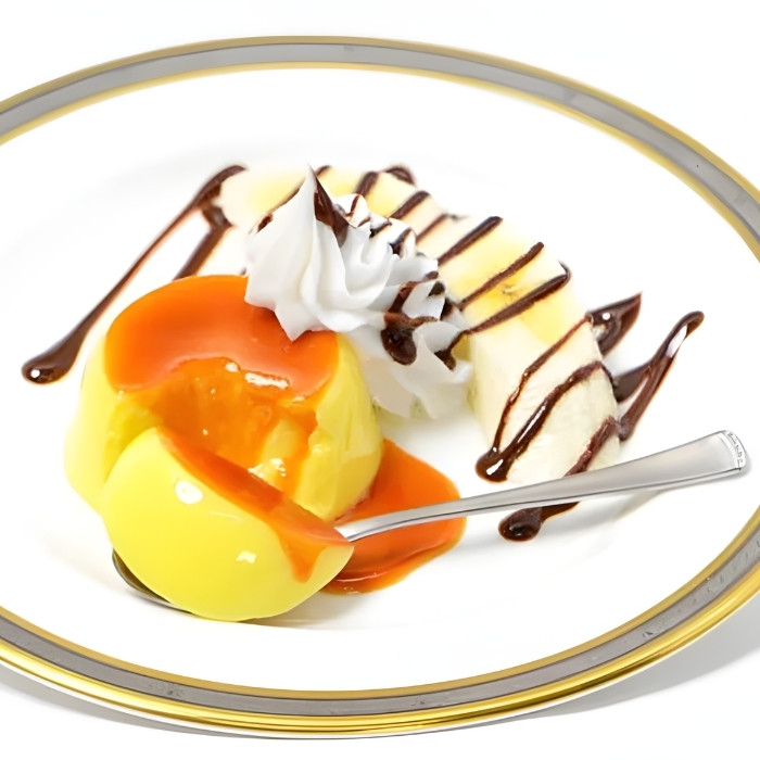 食べかけプリンの食品サンプル